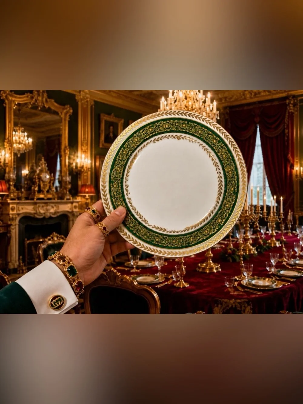 c. 1900 France T&V Tressemann & Vogt Limoges Antique Porcelain Dinner Plate GOLD